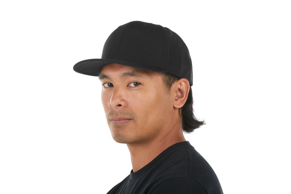 recycled-poly-classic-6-panel-hat-k4 WebPDP-HAT001002_Recycled_Poly_Classic_6Panel_Hat_Black_Studio_Harper_Studios_0723_Side_3__HAT001002OS.jpg