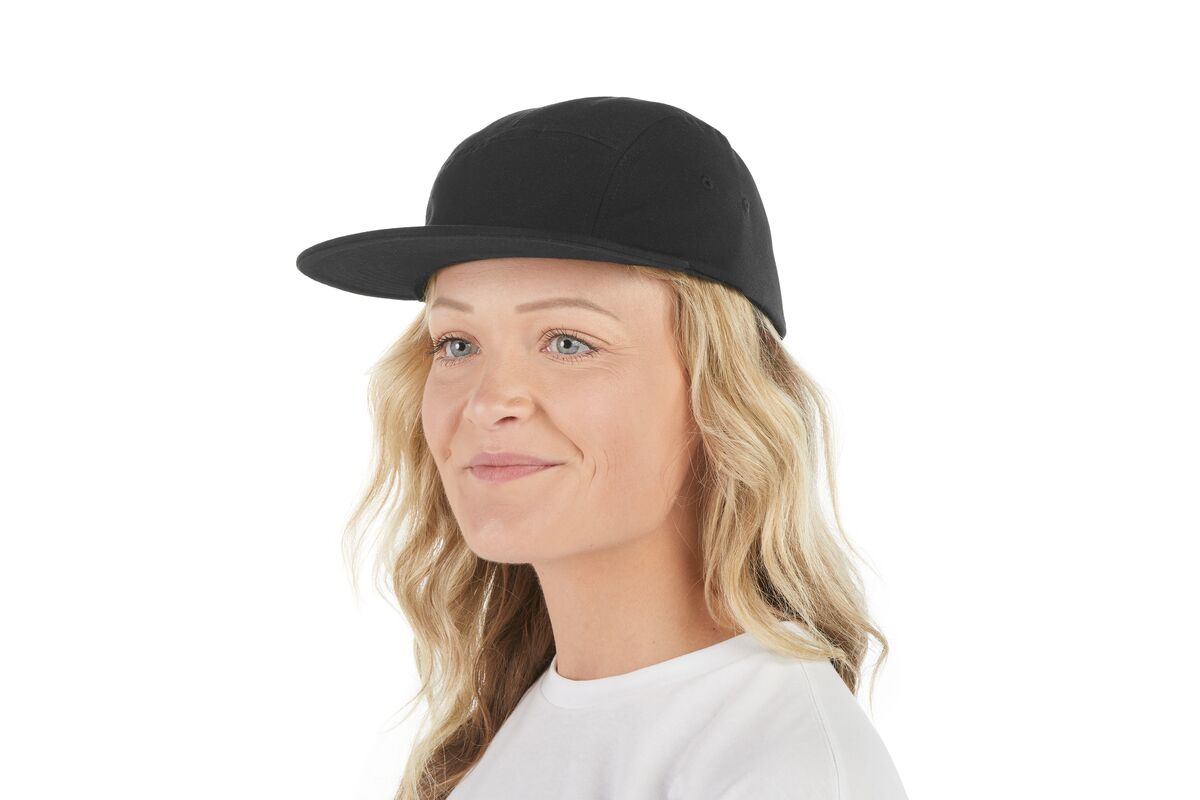 recycled-poly-flat-brim-5-panel-hat-l4 WebPDP-HAT003002_Recycled_Poly_Flat_Brim_5Panel_Hat_Black_Studio_Harper_Studios_0723_Front_2__HAT003002OS.jpg